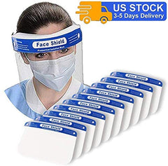 [US STOCK] 10 PCS Face Shield with 10 Bands, 10 Films, 10 Sponge (White)