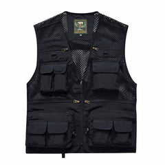 Outdoor Summer Tactical Fishing Vest jackets men Safari Jacket Multi Pockets travel Sleeveless jackets S- 7XL plus size, ZA561