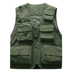 Outdoor Summer Tactical Fishing Vest jackets men Safari Jacket Multi Pockets travel Sleeveless jackets S- 7XL plus size, ZA561