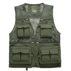 Outdoor Summer Tactical Fishing Vest jackets men Safari Jacket Multi Pockets travel Sleeveless jackets S- 7XL plus size, ZA561