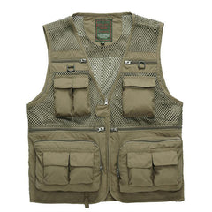 Outdoor Summer Tactical Fishing Vest jackets men Safari Jacket Multi Pockets travel Sleeveless jackets S- 7XL plus size, ZA561