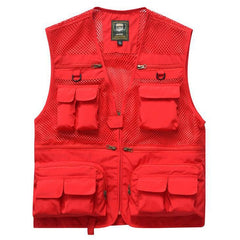 Outdoor Summer Tactical Fishing Vest jackets men Safari Jacket Multi Pockets travel Sleeveless jackets S- 7XL plus size, ZA561