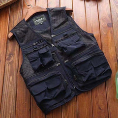 Outdoor Summer Tactical Fishing Vest jackets men Safari Jacket Multi Pockets travel Sleeveless jackets S- 7XL plus size, ZA561