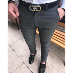 Hot Fashion Men's Slim Fit Business Formal Pants Cotton Mid Rise Bottoms Plus Size Casual Office Skinny Straight Solid Trousers