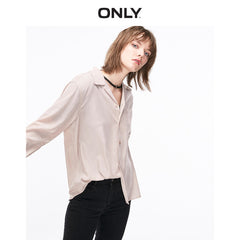 ONLY Women's Loose Fit Low-high V-neckline Long-sleeved Chiffon Shirt | 119105561