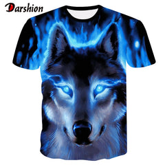 Realistic Image Printed Wolf T-shirt Animal T shirts 3D Printed Shirts For Male Short Sleeve Fashion Summer Men's Top