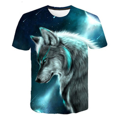 Realistic Image Printed Wolf T-shirt Animal T shirts 3D Printed Shirts For Male Short Sleeve Fashion Summer Men's Top