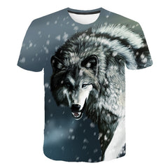 Realistic Image Printed Wolf T-shirt Animal T shirts 3D Printed Shirts For Male Short Sleeve Fashion Summer Men's Top