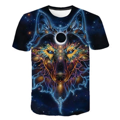 Realistic Image Printed Wolf T-shirt Animal T shirts 3D Printed Shirts For Male Short Sleeve Fashion Summer Men's Top