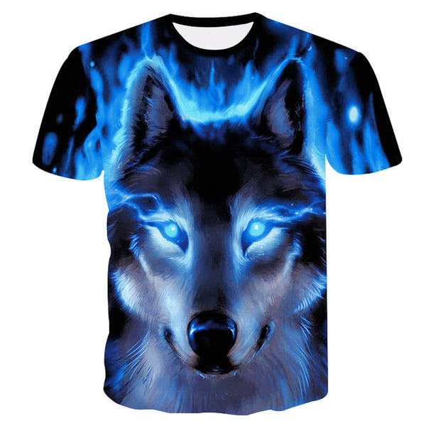 Realistic Image Printed Wolf T-shirt Animal T shirts 3D Printed Shirts For Male Short Sleeve Fashion Summer Men's Top