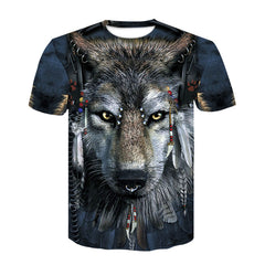 Realistic Image Printed Wolf T-shirt Animal T shirts 3D Printed Shirts For Male Short Sleeve Fashion Summer Men's Top