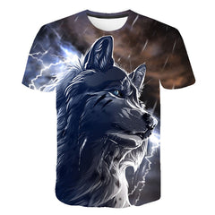 Realistic Image Printed Wolf T-shirt Animal T shirts 3D Printed Shirts For Male Short Sleeve Fashion Summer Men's Top