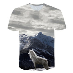 Realistic Image Printed Wolf T-shirt Animal T shirts 3D Printed Shirts For Male Short Sleeve Fashion Summer Men's Top