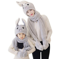 Unisex 3 in 1 Scarf Hat Glovest Funny Air Float Filling Ear Moving Cap Cartoon Plush Stuffed Toys Gifts for child and adult