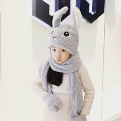 Unisex 3 in 1 Scarf Hat Glovest Funny Air Float Filling Ear Moving Cap Cartoon Plush Stuffed Toys Gifts for child and adult