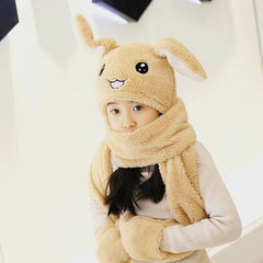 Unisex 3 in 1 Scarf Hat Glovest Funny Air Float Filling Ear Moving Cap Cartoon Plush Stuffed Toys Gifts for child and adult