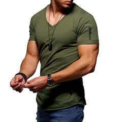 Zipper sleeve slim fit men t shirt men Fashion luxury brand design hip hop steetwear tops tee shirt homme t-shirt plus size 5XL