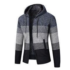 Mountainskin Men's Sweater Coat  Spring Autumn Mens Hooded Stripe Coat Thick Zipper Wool Sweater Cardigan Jumpers Male SA868