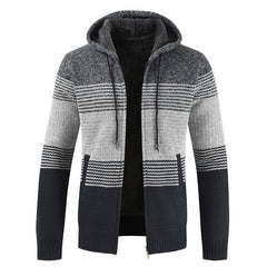 Mountainskin Men's Sweater Coat  Spring Autumn Mens Hooded Stripe Coat Thick Zipper Wool Sweater Cardigan Jumpers Male SA868