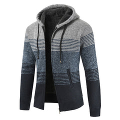 Mountainskin Men's Sweater Coat  Spring Autumn Mens Hooded Stripe Coat Thick Zipper Wool Sweater Cardigan Jumpers Male SA868