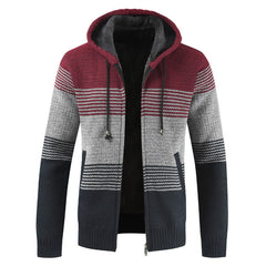 Mountainskin Men's Sweater Coat  Spring Autumn Mens Hooded Stripe Coat Thick Zipper Wool Sweater Cardigan Jumpers Male SA868