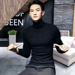 Winter New Men's Turtleneck Sweaters Black  Brand Knitted Pullovers Men Solid Color Casual Male Sweater Autumn Knitwear