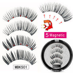 MB Magnetic Eyelashes with 5 Magnets Handmade Reusable 3D Mink False Eyelashes for Makeup faux cils magnetique naturel Tweezers