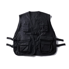 DARK ICON Military Multiple Pockets Cargo Vest Hip Hop Vest Men Dad Core Vest Sleeveless Jacket Gilet Men's Vest Streetwear