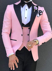 Men Suits 3 Pieces Slim Fit Business Suits Groom Champagne Noble Grey White Tuxedos for Formal Wedding suit (Blazer+Pants+Vest)