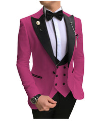 Men Suits 3 Pieces Slim Fit Business Suits Groom Champagne Noble Grey White Tuxedos for Formal Wedding suit (Blazer+Pants+Vest)