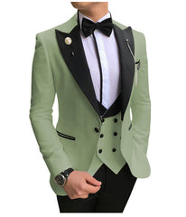 Men Suits 3 Pieces Slim Fit Business Suits Groom Champagne Noble Grey White Tuxedos for Formal Wedding suit (Blazer+Pants+Vest)