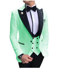 Men Suits 3 Pieces Slim Fit Business Suits Groom Champagne Noble Grey White Tuxedos for Formal Wedding suit (Blazer+Pants+Vest)