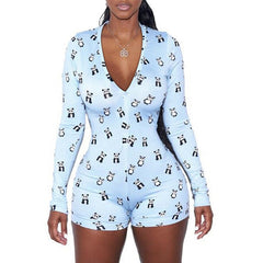 Bodysuit Women's Floral Long Sleeve Bodycon Bandage Jumpsuit Bodysuit Romper Casual Leotard Tops Sleepwear