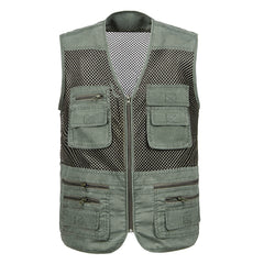 Large Size Mesh Quick-Drying Vests Male with Many Pockets Mens Breathable Multi-pocket Fishing Vest Work Sleeveless Jacket