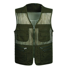 Large Size Mesh Quick-Drying Vests Male with Many Pockets Mens Breathable Multi-pocket Fishing Vest Work Sleeveless Jacket