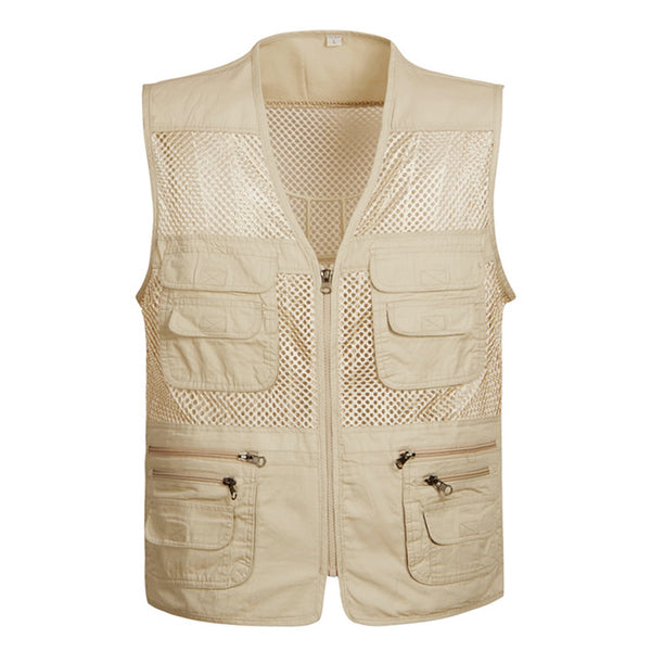 Large Size Mesh Quick-Drying Vests Male with Many Pockets Mens Breathable Multi-pocket Fishing Vest Work Sleeveless Jacket