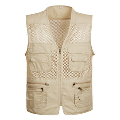 Large Size Mesh Quick-Drying Vests Male with Many Pockets Mens Breathable Multi-pocket Fishing Vest Work Sleeveless Jacket