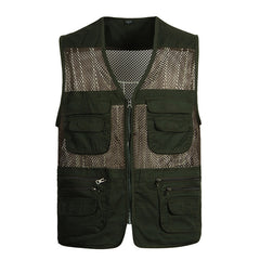 Large Size Mesh Quick-Drying Vests Male with Many Pockets Mens Breathable Multi-pocket Fishing Vest Work Sleeveless Jacket