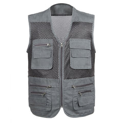 Large Size Mesh Quick-Drying Vests Male with Many Pockets Mens Breathable Multi-pocket Fishing Vest Work Sleeveless Jacket