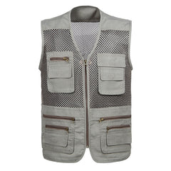 Large Size Mesh Quick-Drying Vests Male with Many Pockets Mens Breathable Multi-pocket Fishing Vest Work Sleeveless Jacket