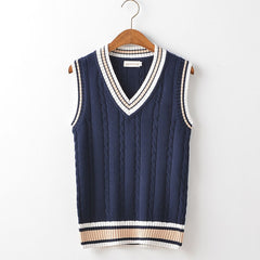 Sweater Vest Men Autumn Winter Plus Velvet V-neck Striped Big Size 5XL Oversize Mens Couples Preppy Style Students Vests Ulzzang