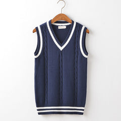 Sweater Vest Men Autumn Winter Plus Velvet V-neck Striped Big Size 5XL Oversize Mens Couples Preppy Style Students Vests Ulzzang