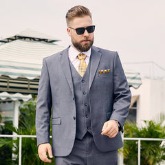 Midlife gray plus-size suit man fat mens plus-size business suit manloose version of the business suit