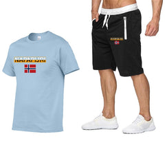 men's suit men's sweatshirt pants summer men's printed cotton short T-shirt shorts casual suit fitness clothes men's