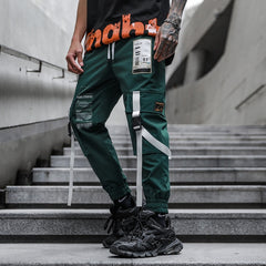 Men Multi-pocket Elastic Waist Harem Pant Men Streetwear Punk Hip Hop Casual Trousers Joggers Male Pants  New Dropshipping