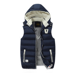 Men's Vest Winter Down Vest Casual Waistcoat Men's Sleeveless Jacket Plus Size 5XL Warm Men's Vest Overcoats Hat Detachable New