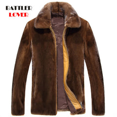 Fashion Men Mink Fur Coat Men Autumn Jackets Winter Warm Soft Real Fur Business Jacket Men's Leather Jacket Males Big Size S-4XL