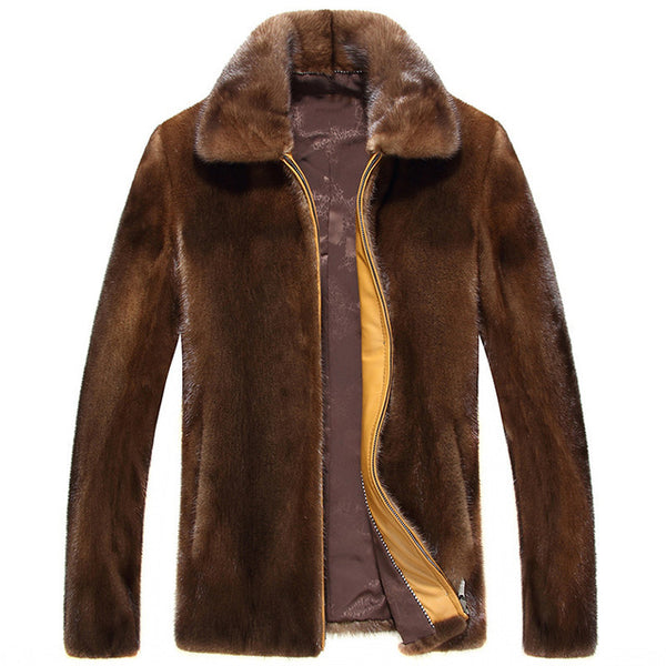 Fashion Men Mink Fur Coat Men Autumn Jackets Winter Warm Soft Real Fur Business Jacket Men's Leather Jacket Males Big Size S-4XL