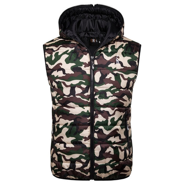 New Giraffe Brand Winter Jacket Men Hoodied Vest Men Zipper Mens Jacket Sleeveless Casual Winter Waistcoat Men