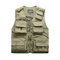 Outdoor Men's Tactical Fishing Vest jacket man Safari Jacket Multi Pockets Sleeveless travel Jackets 5XL 6XL 7XL, 7898m